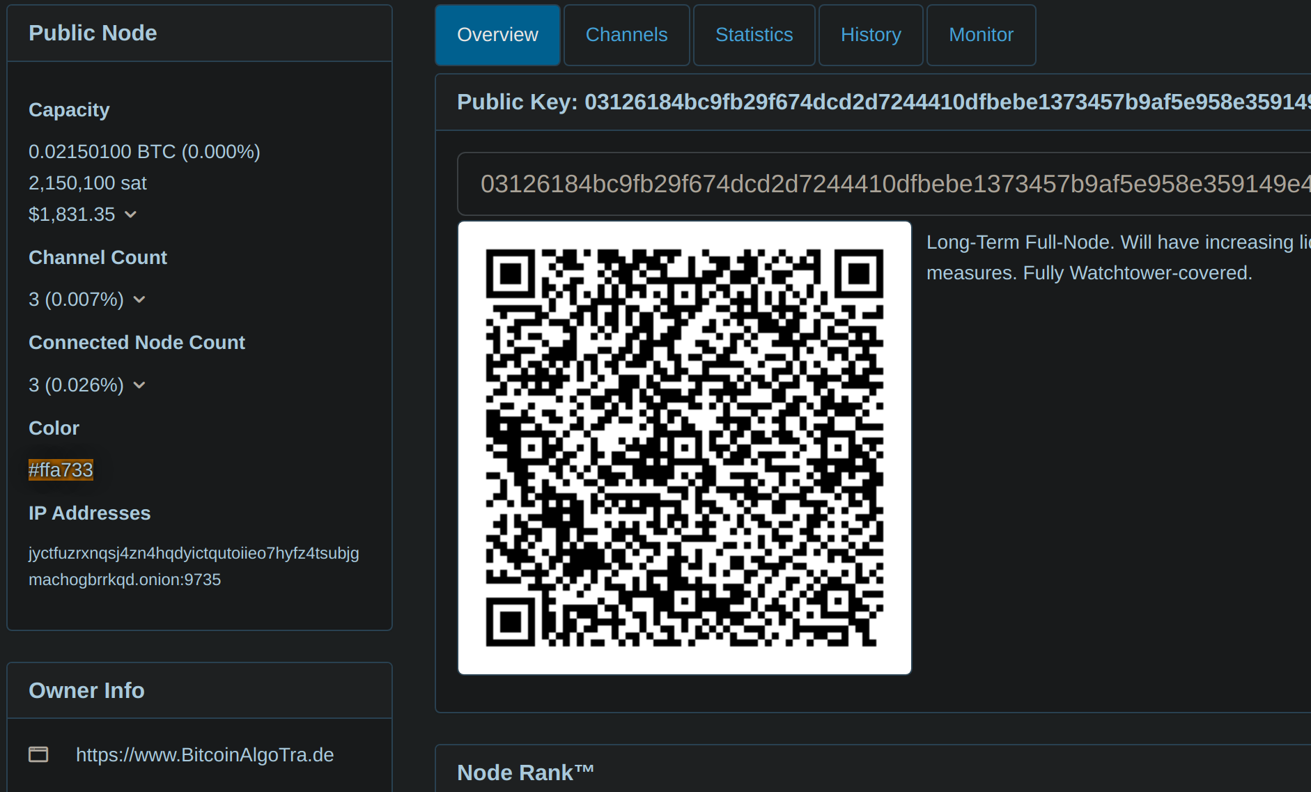 Screenshots of My own Bitcoin Lightning Node 1