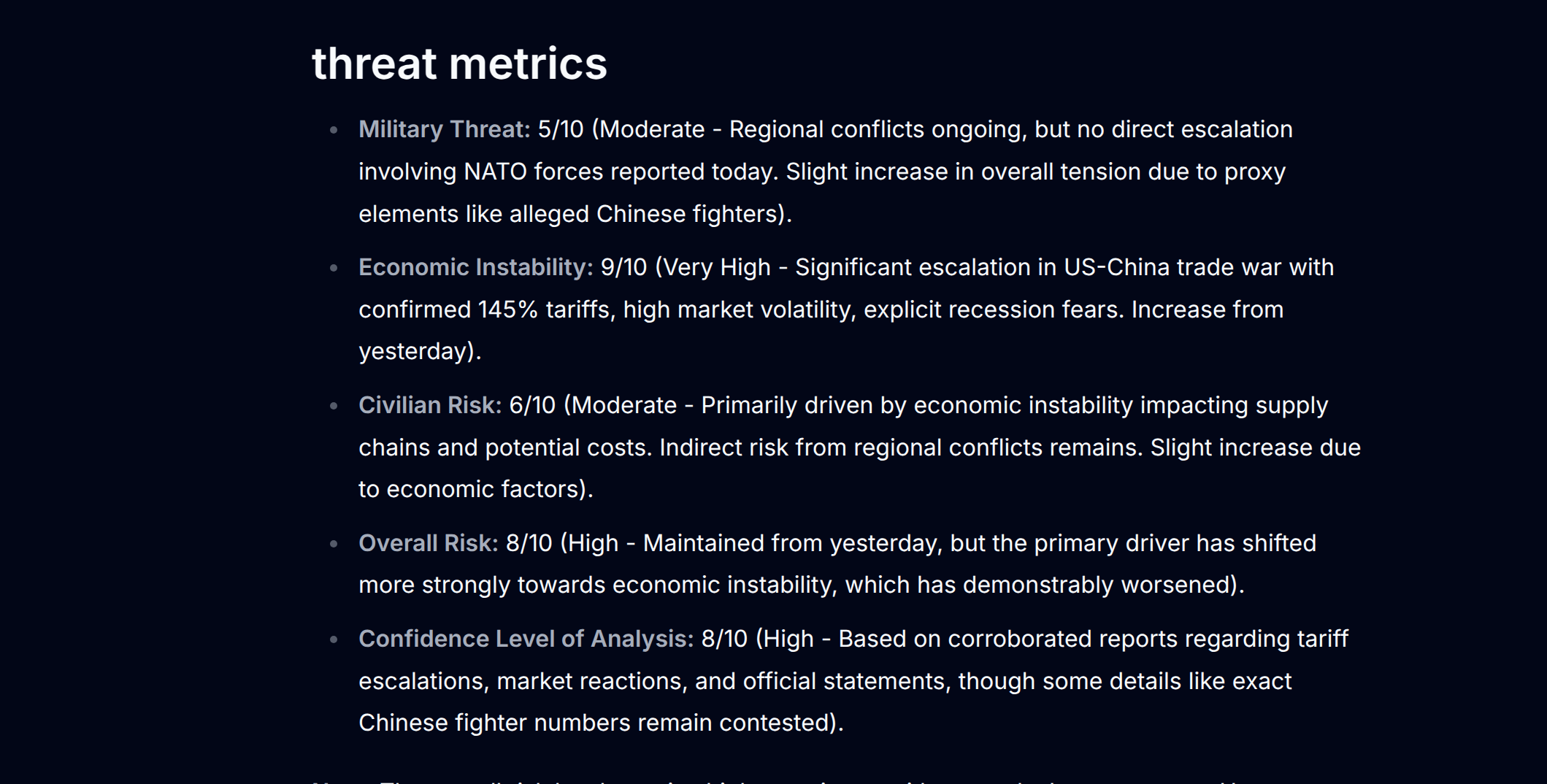 Screenshots of NATO Early Warning System 2