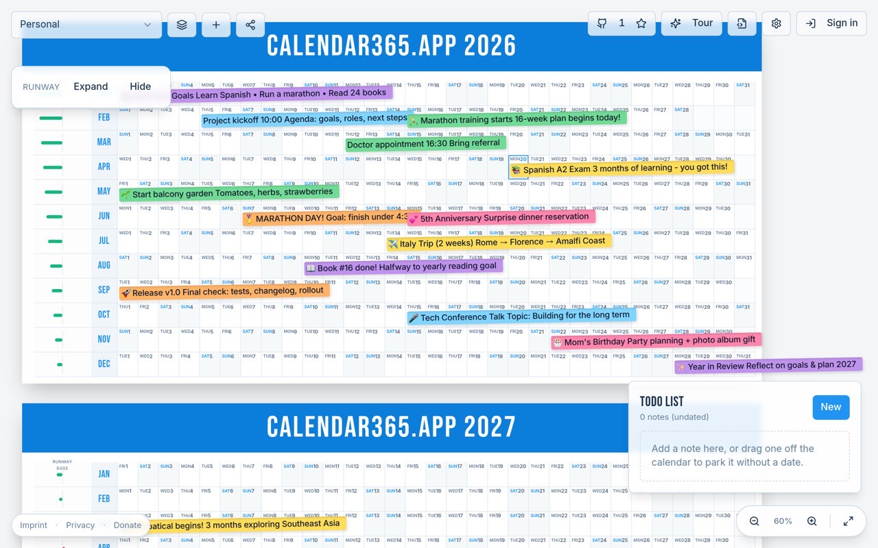Screenshot of Calendar365